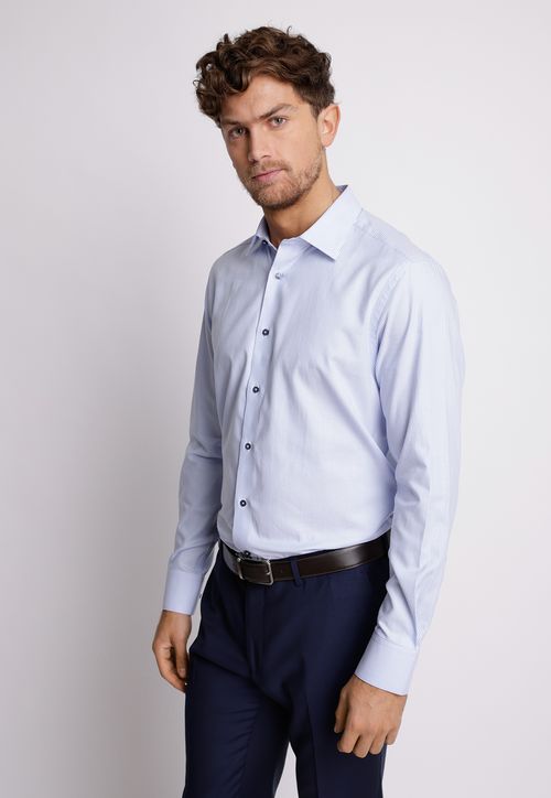 Camisa Formal Hombre Slim Fit Vercelli Algodón Azul Non Iron (Libre de Arrugas)