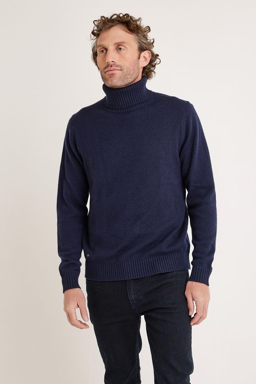 Sweater hombre cuello alto azul marino