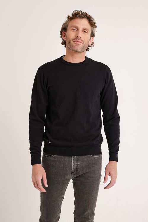 Sweater Hombre Algodón Slim Liso Phelps Negro