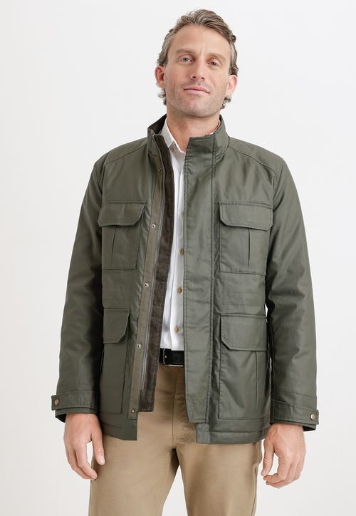 Chaqueta hombre acolchada verde oscuro