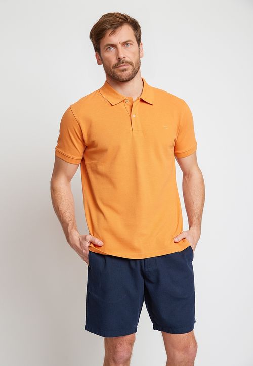 Polera Hombre Algodón Polo Regular Marini Naranjo