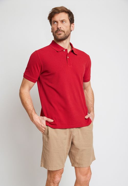 Polera Hombre Algodón Polo Regular Marini Rojo