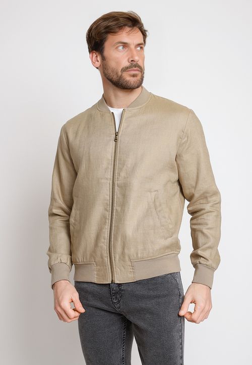 Chaqueta Hombre Lino Liso Slim Tanaka Beige