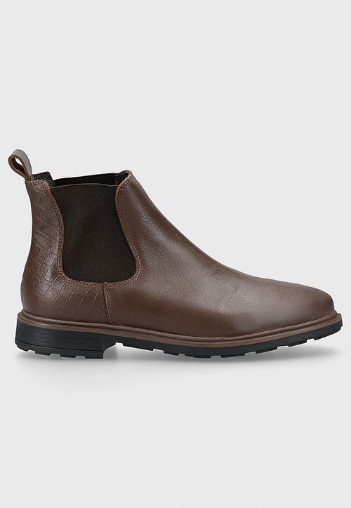 Bota de cuero chelsea café