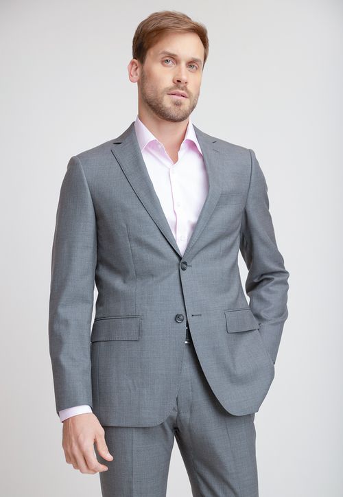 Chaqueta Formal Hombre Lana S100'S Liso Slim Perfect Suit Gris