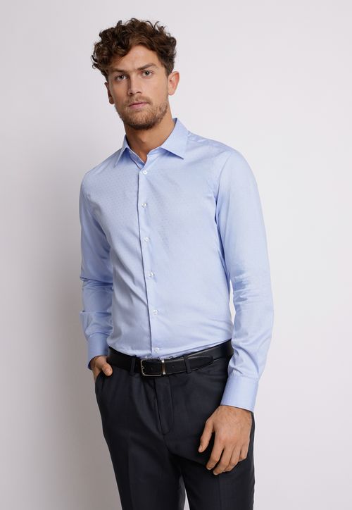 Camisa Formal Hombre Slim Fit Vercelli Algodón Celeste