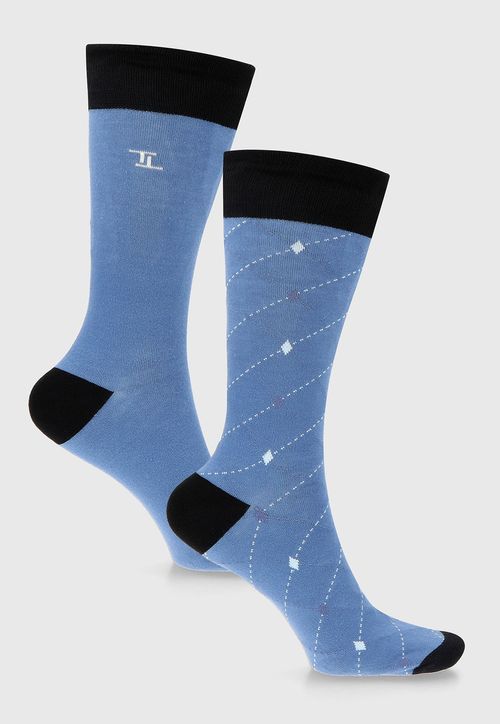Bi Pack Calcetines Hombre Algodón Fantasía Azul Marino