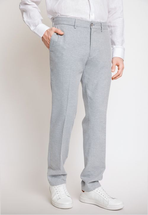 Pantalón Hombre Mezcla Algodón Lino Liso Slim Venancio Gris