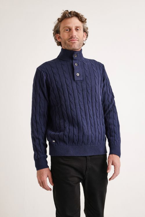 Sweater hombre Pier trenzado azul
