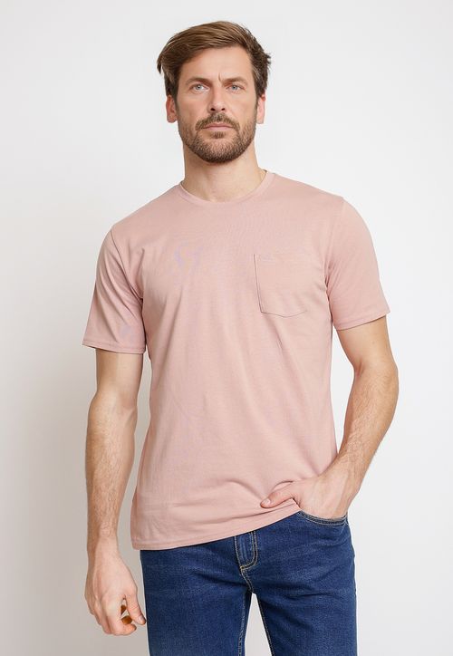 Polera Hombre Algodón Liso Slim Marcus Rosado