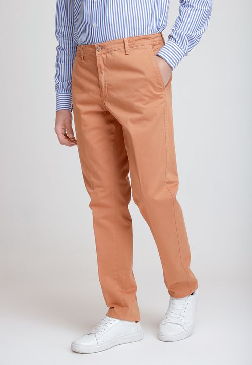 Pantalón Hombre Algodón Liso Slim Tevere Terracota