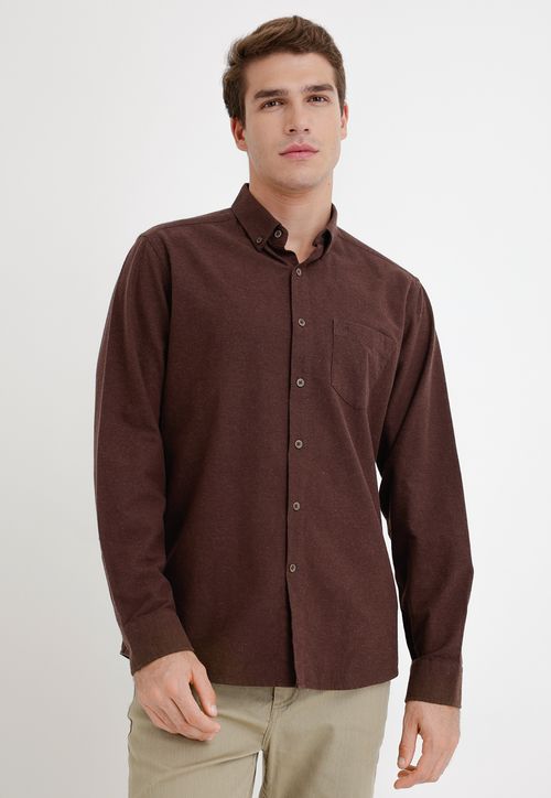 Camisa hombre franela café