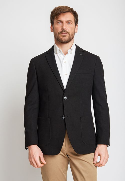 Chaqueta Hombre Mezcla Algodón Liso Slim Basic Negro