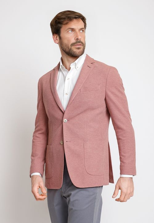 Chaqueta Hombre Mezcla Algodón Liso Slim Basic Coral