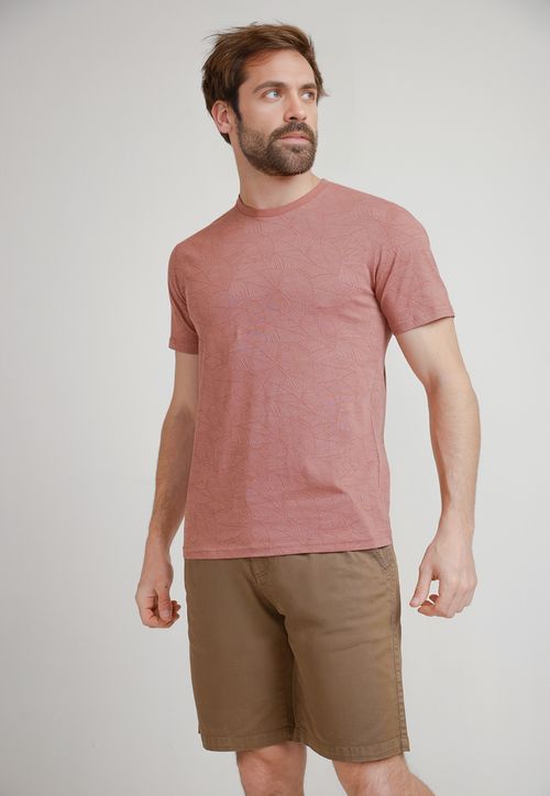 Polera Hombre Algodón Estampada Slim Miquele Coral