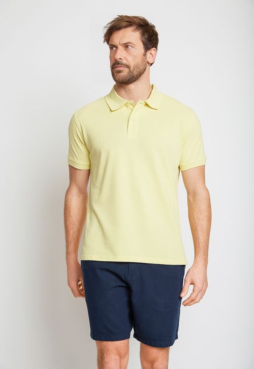 Polera Hombre Algodón Polo Regular Marini Amarillo