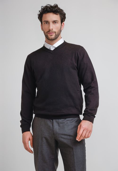 Tejido Hombre Formal Cuello V Negro
