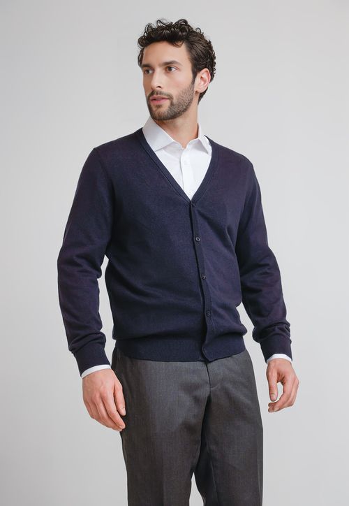 Tejido Hombre Formal Cardigan Azul Marino