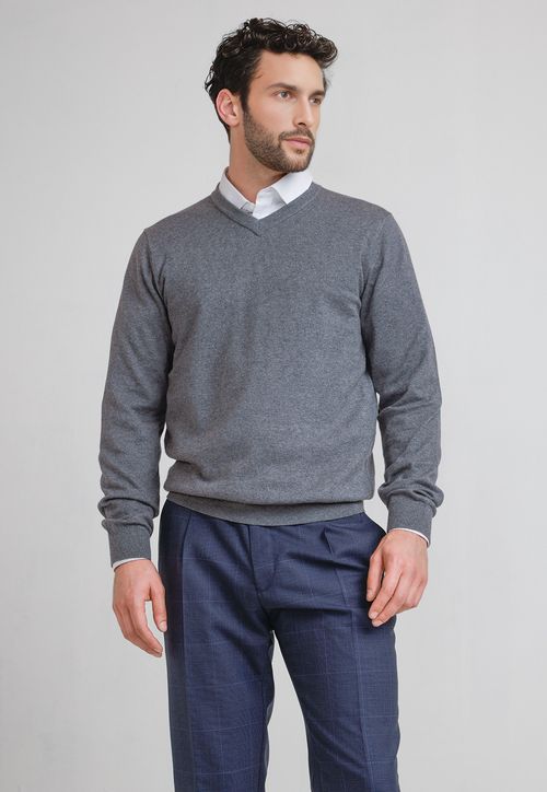 Tejido Hombre Formal Cuello V Marengo