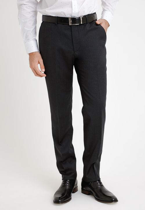 Pantalón Formal Hombre Lana S100'S Sarga Slim Travel Negro