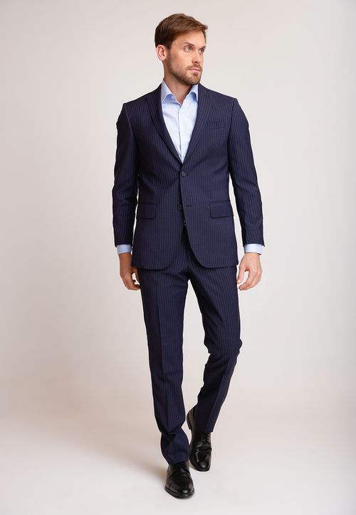 Traje Formal Hombre Lana Fantasía Slim Vercelli Azul Marino