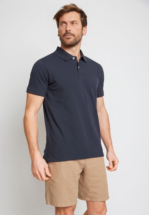 Polera Hombre Algodón Polo Regular Marini Azul Marino