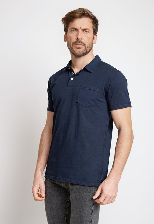 Polera Hombre Algodón Polo Slim Marc Azul Marino