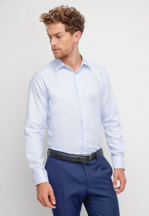 Camisa Formal Hombre Slim Fit Vercelli Algodón Celeste