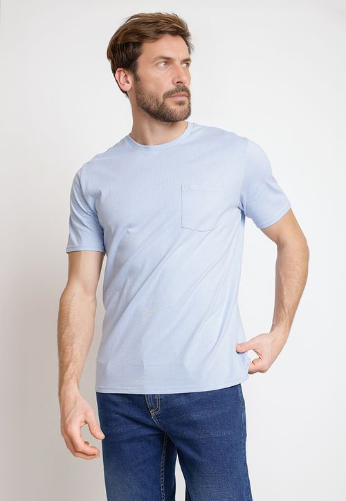 Polera Hombre Algodón Liso Slim Marcus Celeste