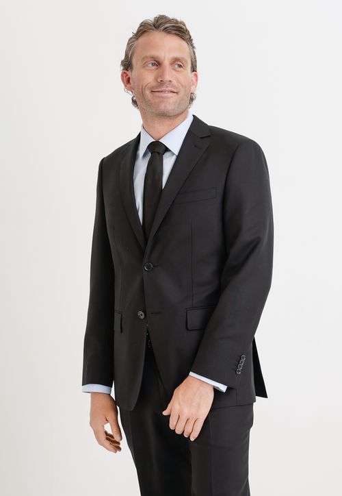 Chaqueta Formal Hombre Lana S100'S Liso Slim Perfect Suit Negro