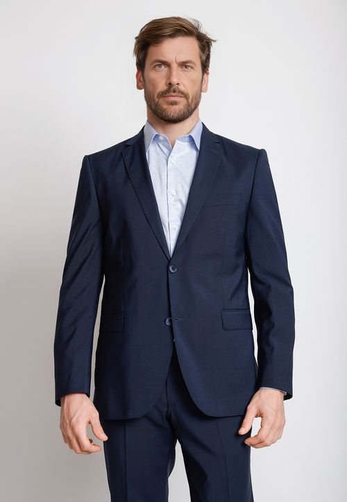 Traje Formal Hombre Lana Virgen Fantasía Slim Vercelli Azul Marino