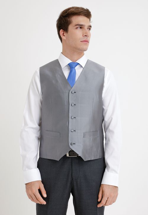 Gillet Formal Hombre Seda Liso Regular & Co Gris