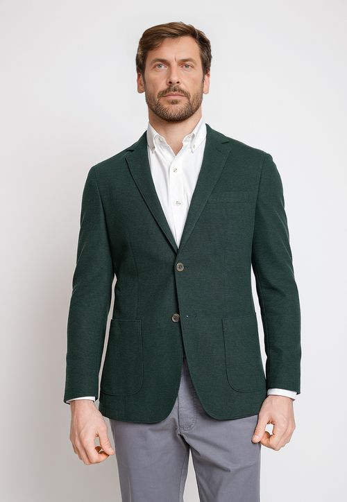 Chaqueta Hombre Mezcla Algodón Liso Slim Basic Verde