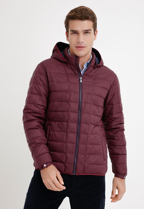 Parka hombre acolchada pluma burdeo