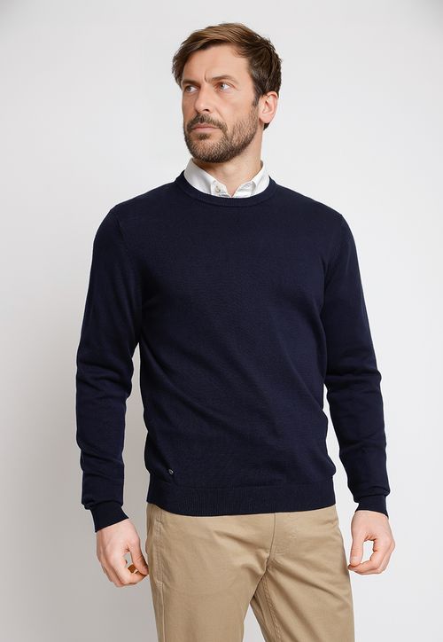 Sweater Hombre Algodón Slim Liso Phelps Gris Melange
