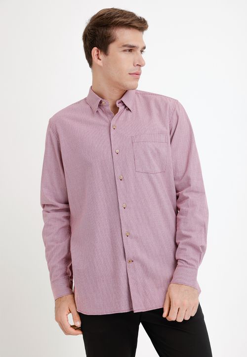 Camisa Hombre Algodón Diseño Slim Ben Rojo