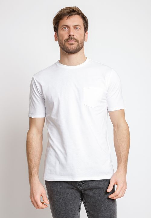 Polera Hombre Algodón Liso Slim Marcus Blanco