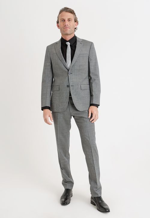 Traje Formal Hombre Lana S100'S Fantasía Slim Business Gris