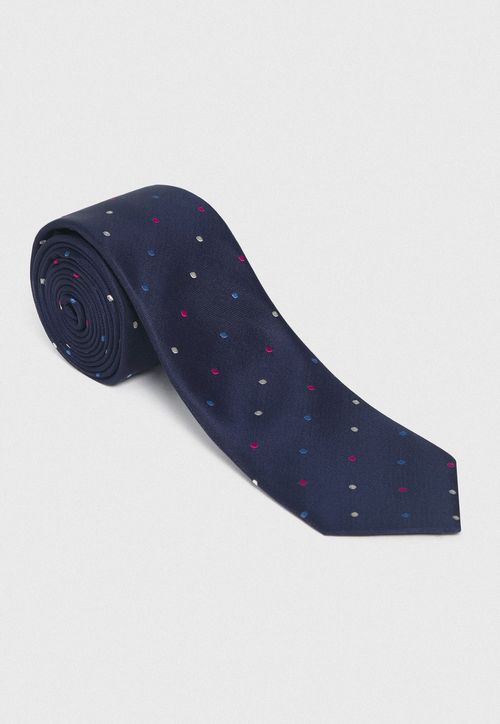 Corbata Formal Hombre Seda Puntos Executive Azul Marino
