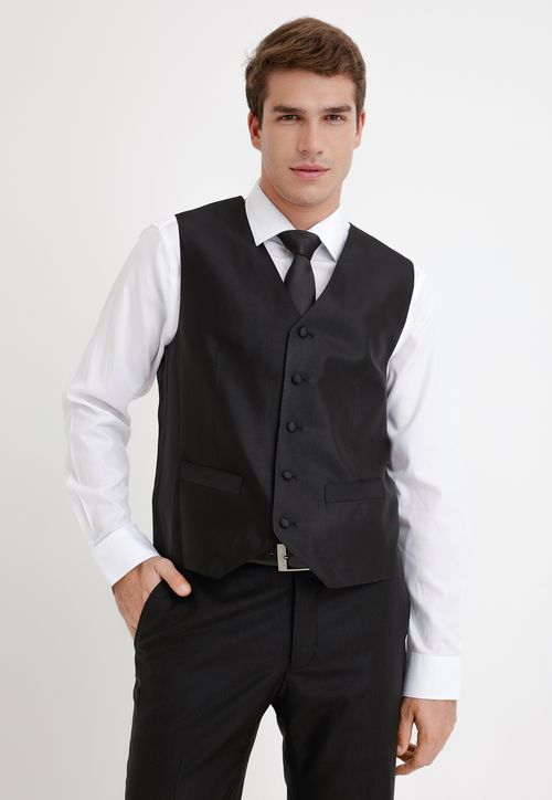 Gillet Formal Hombre Seda Liso Regular & Co Negro