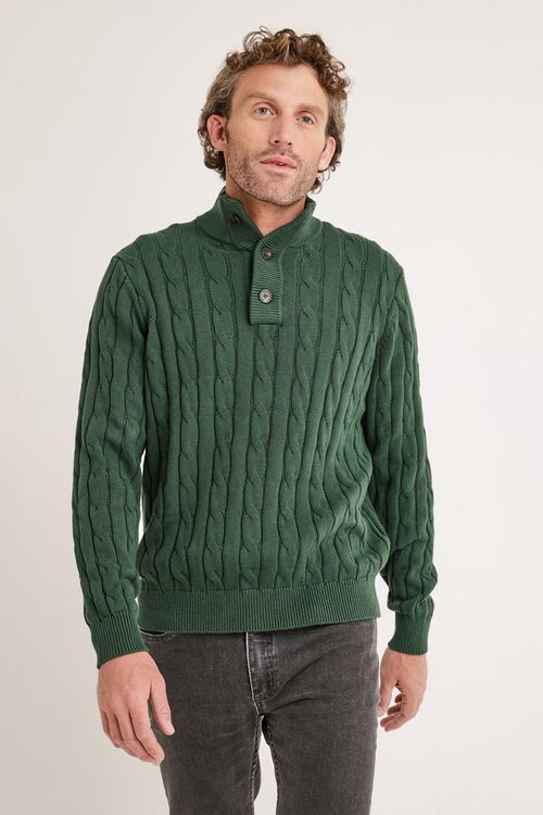Sweater hombre Pier trenzado verde