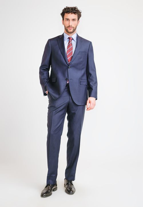 Traje Hombre Formal Lana S100'S Travel Azul Marino