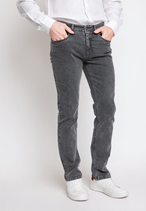 Jeans Hombre Algodón Liso Slim Naze Gris