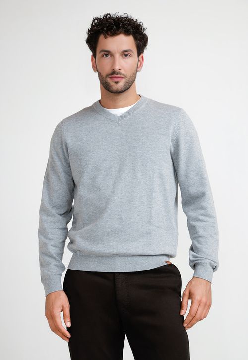 Sweater Hombre Cuello V Parrot Gris Melange