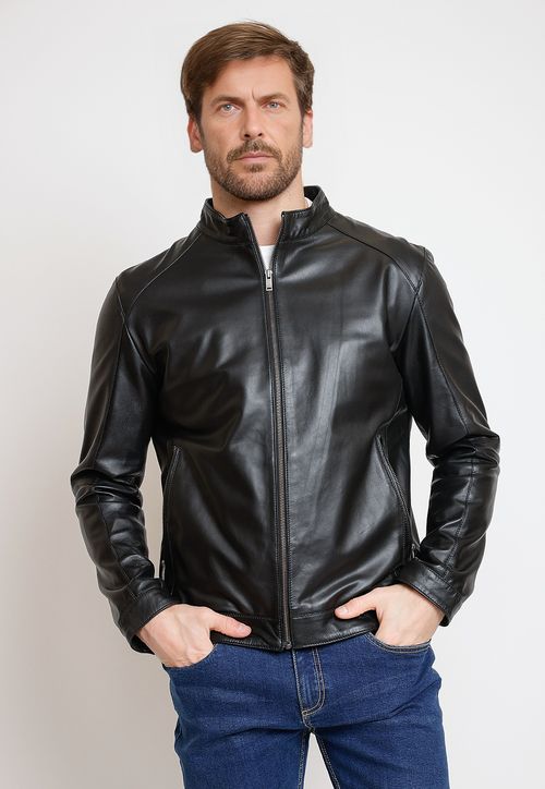 Chaqueta Hombre Cuero Liso Slim Amancio Negro