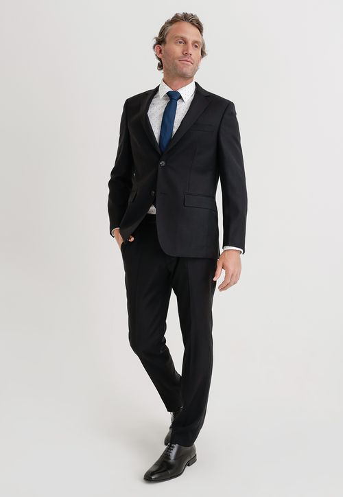 Traje Formal Hombre Lana Fantasía Slim Travel Negro