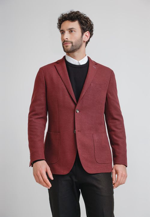 Chaqueta Hombre Tejida Basic Burdeo