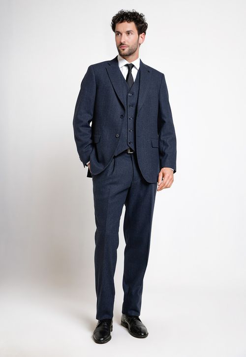 Terno Hombre Formal Espiga Regular Flannel Azul Marino