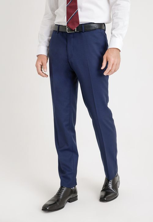 Pantalón Formal Hombre Lana S100'S Liso Slim Mix&Color Azul