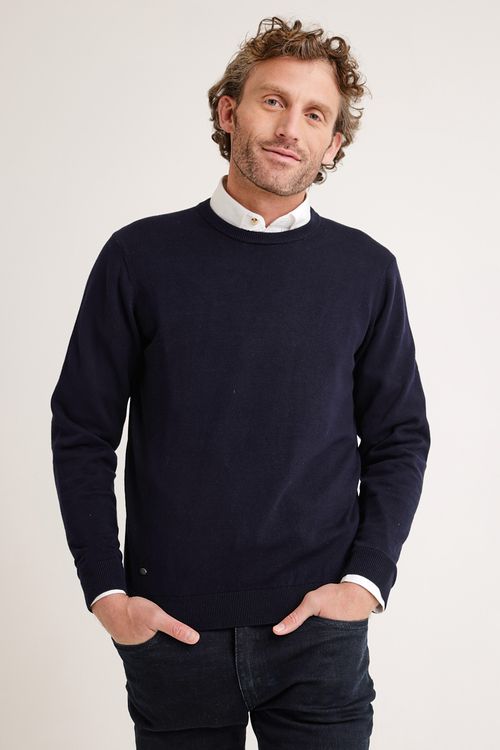 Sweater Hombre Algodón Slim Liso Phelps Azul Marino